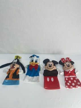 Set of 4 Disney Character Hand Puppets - Mickey, Minnie, Donald, Goofy Story Fun